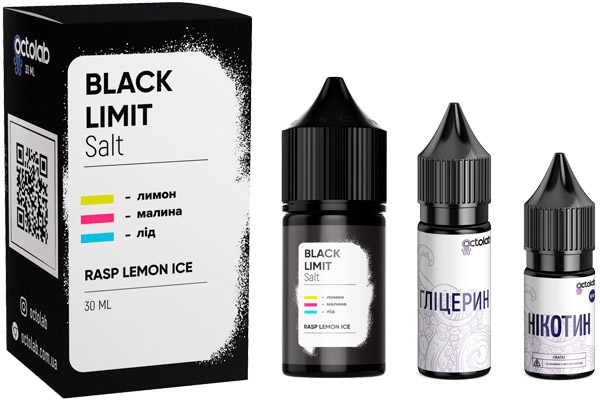 Комплектація набору рідини Black Limit Rasp Lemon Ice