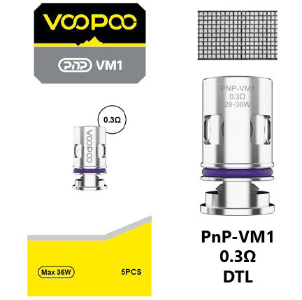 Випаровувач VOOPOO PnP-VM1 опором 0.3 Ом